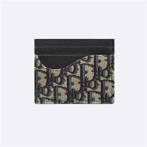 Card Holder Beige and Black Dior Oblique Jacquard with Black 